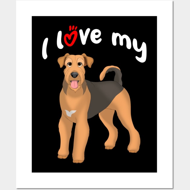 I Love My Airedale Terrier Dog Wall Art by millersye